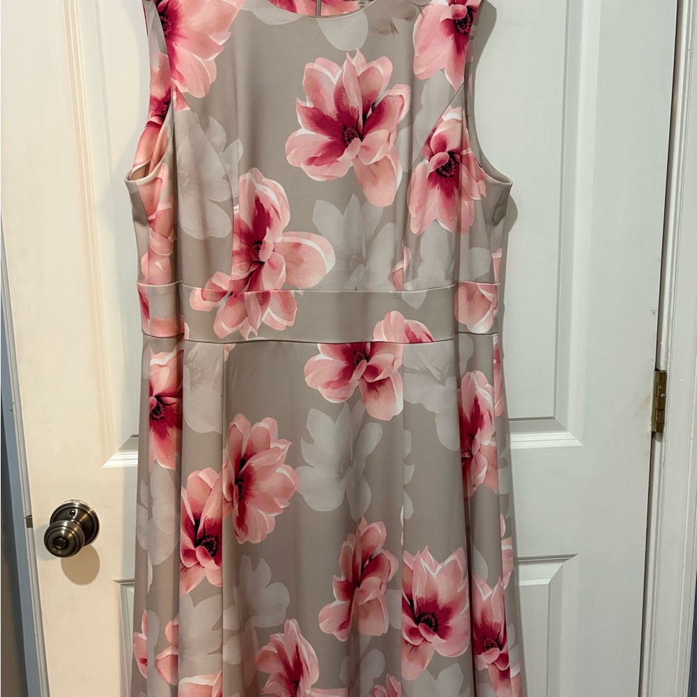 Floral Sleeveless Dress in Pink and Cream